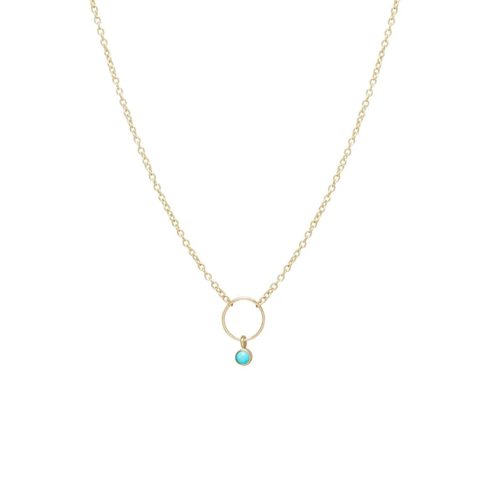 
                      
                        NKL-14K 14k Gold Dangling Bezel Turquoise Circle Necklace
                      
                    