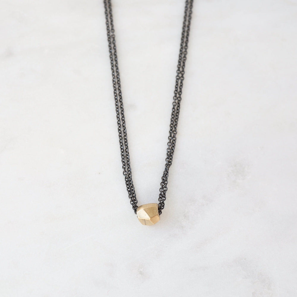 NKL-14K 14k Gold Faceted Nugget Necklace