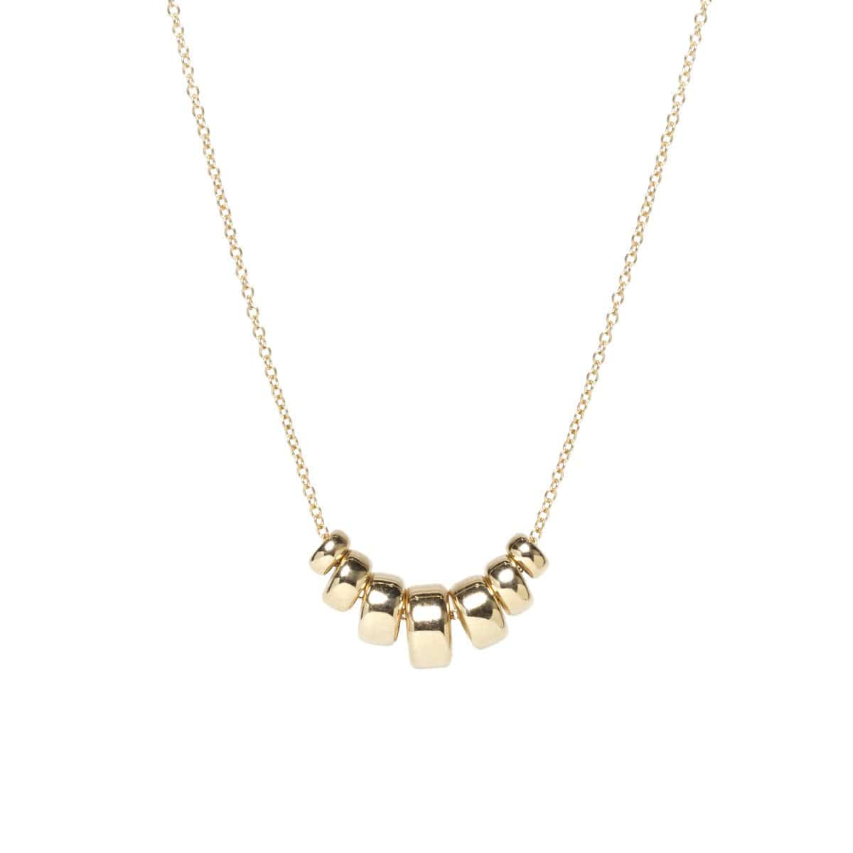 NKL-14K 14K Gold Graduated 7 Rondelle Necklace