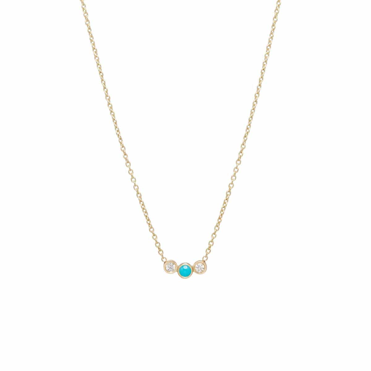 NKL-14K 14k Gold Graduated Turquoise & Diamond Necklace