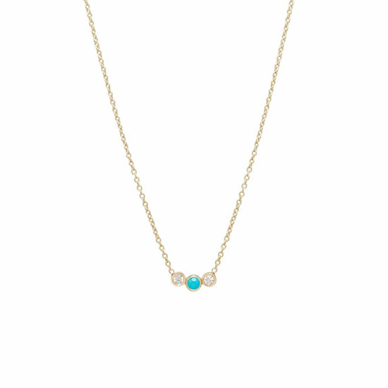 NKL-14K 14k Gold Graduated Turquoise & Diamond Necklace