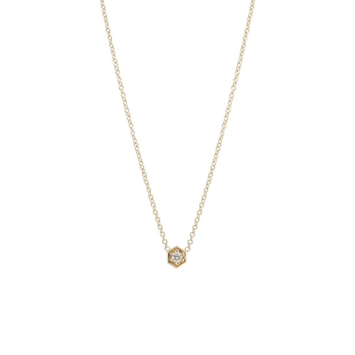 NKL-14K 14k Gold Hexagon Diamond Necklace