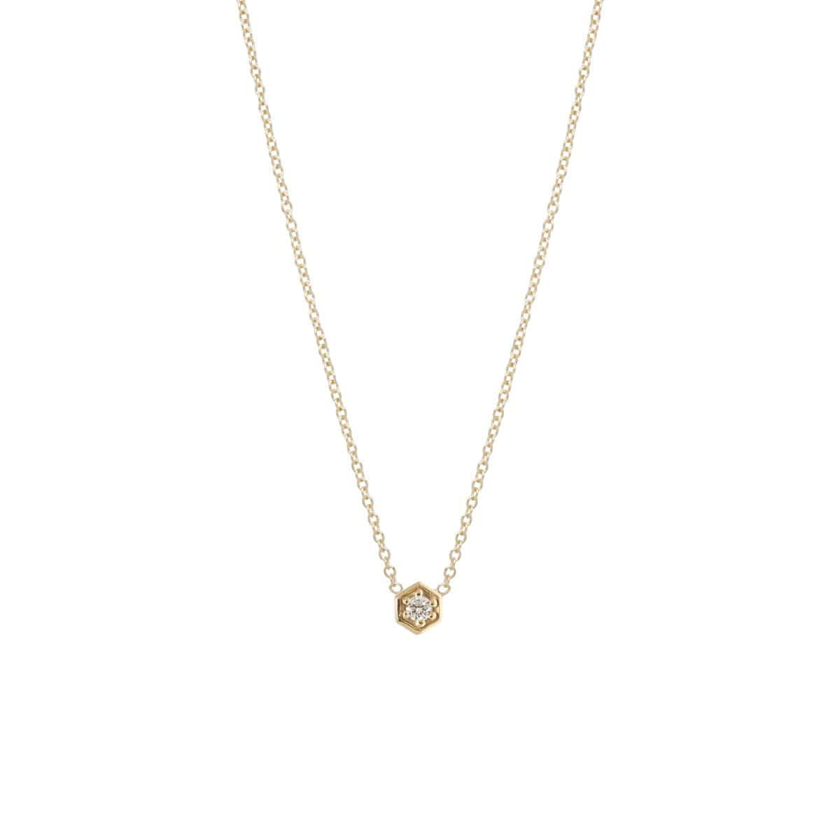 NKL-14K 14k Gold Hexagon Diamond Necklace