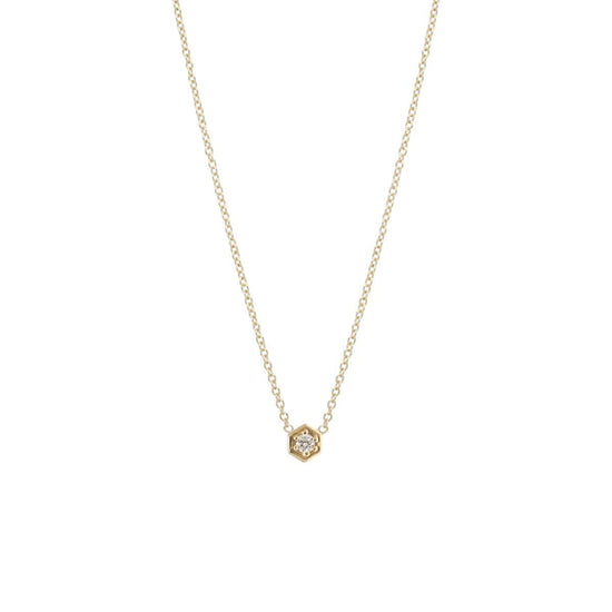 NKL-14K 14k Gold Hexagon Diamond Necklace