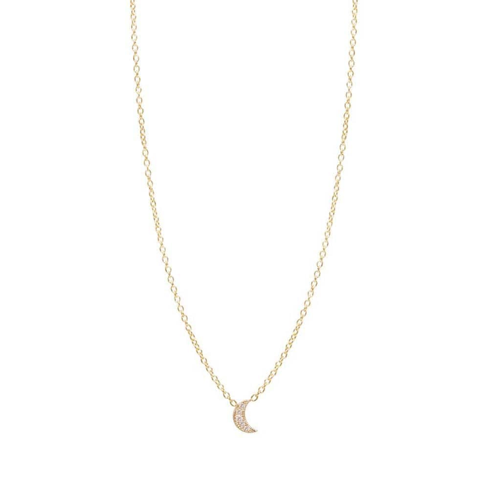 NKL-14K 14K GOLD ITTY BITTY PAVE MOON NECKLACE