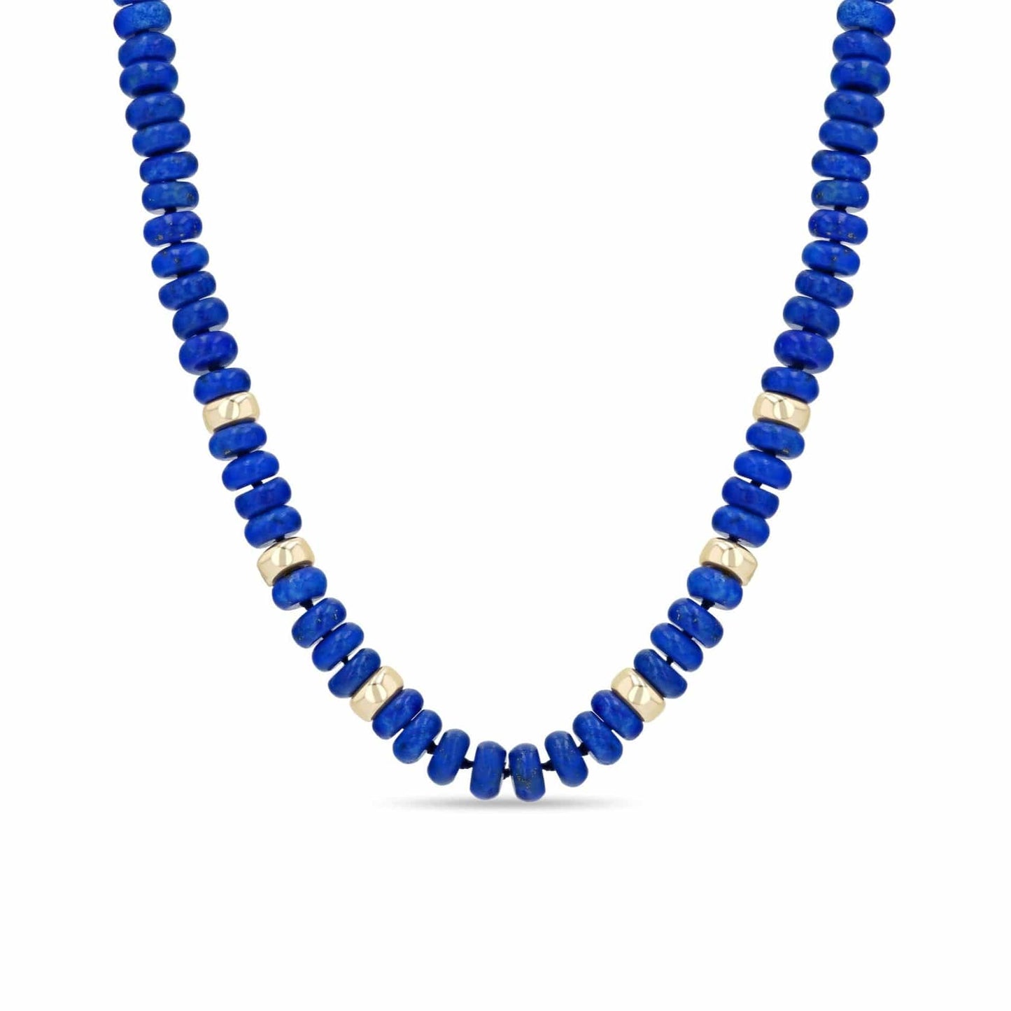 NKL-14K 14K Gold & Lapis Rondelle Bead Necklace