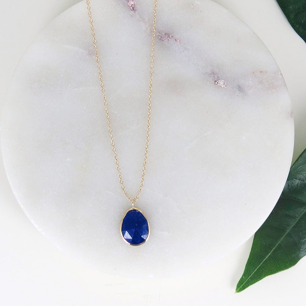 NKL-14K 14k Gold Lapis Slice Necklace