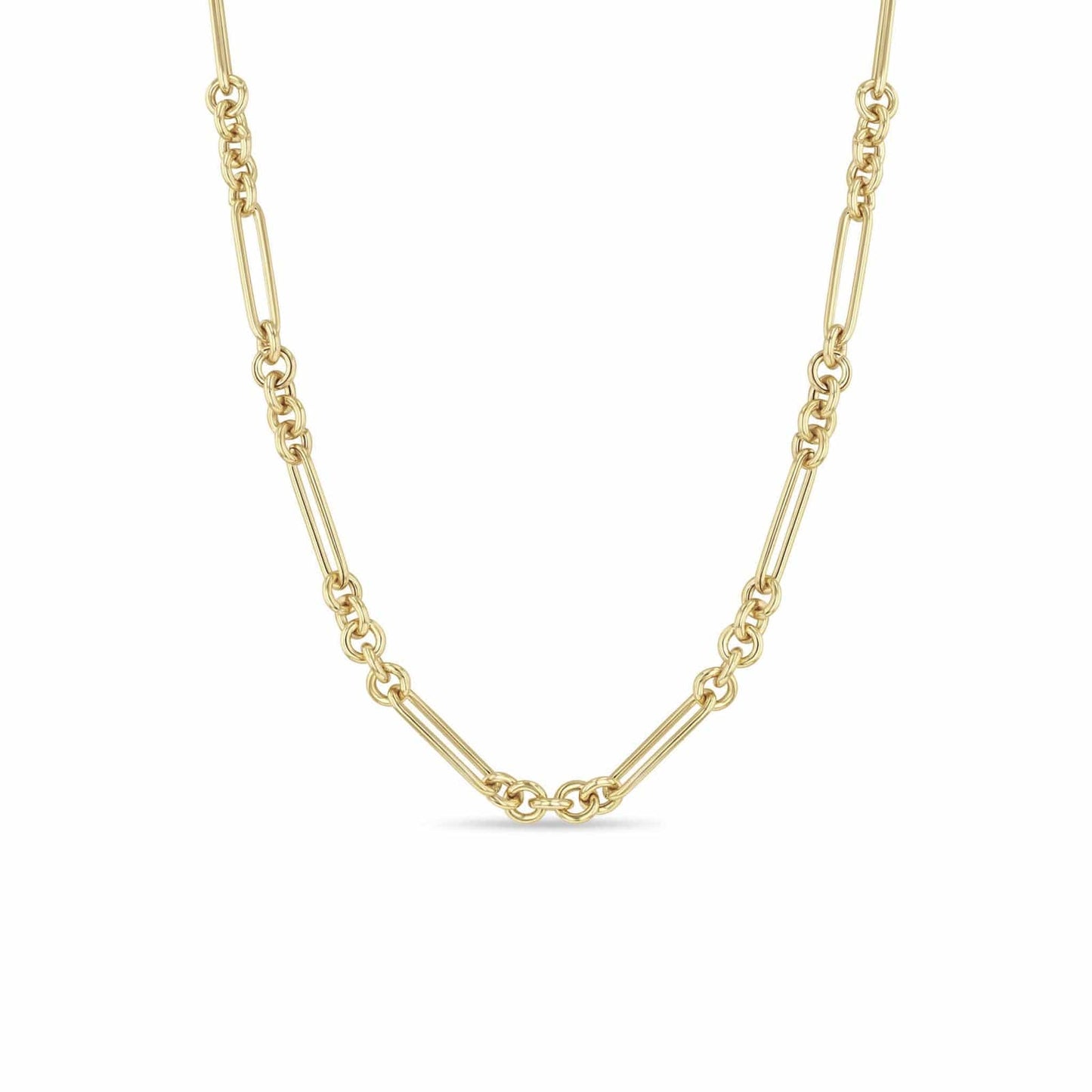 NKL-14K 14k Gold Large Mixed Paperclip & Rolo Chain 18" Necklace