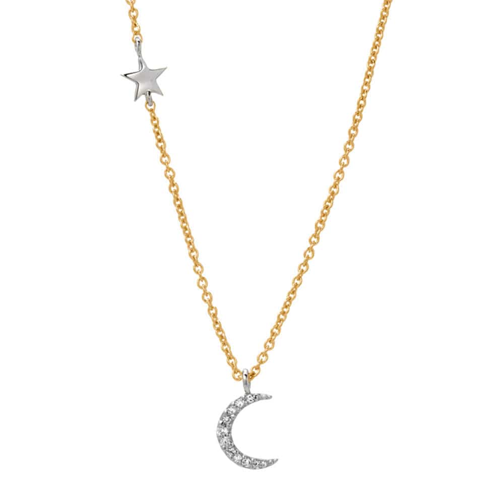 
                      
                        NKL-14K 14k Gold Mini Diamond Star & Moon Necklace
                      
                    