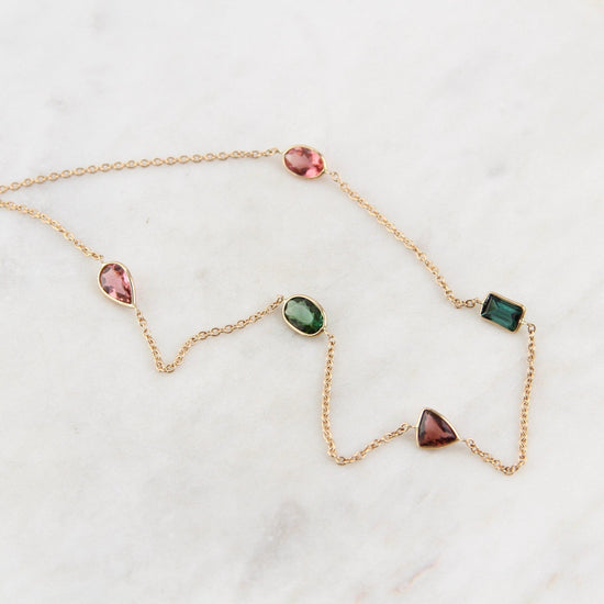 NKL-14K 14k Gold Multicolor Tourmaline Necklace