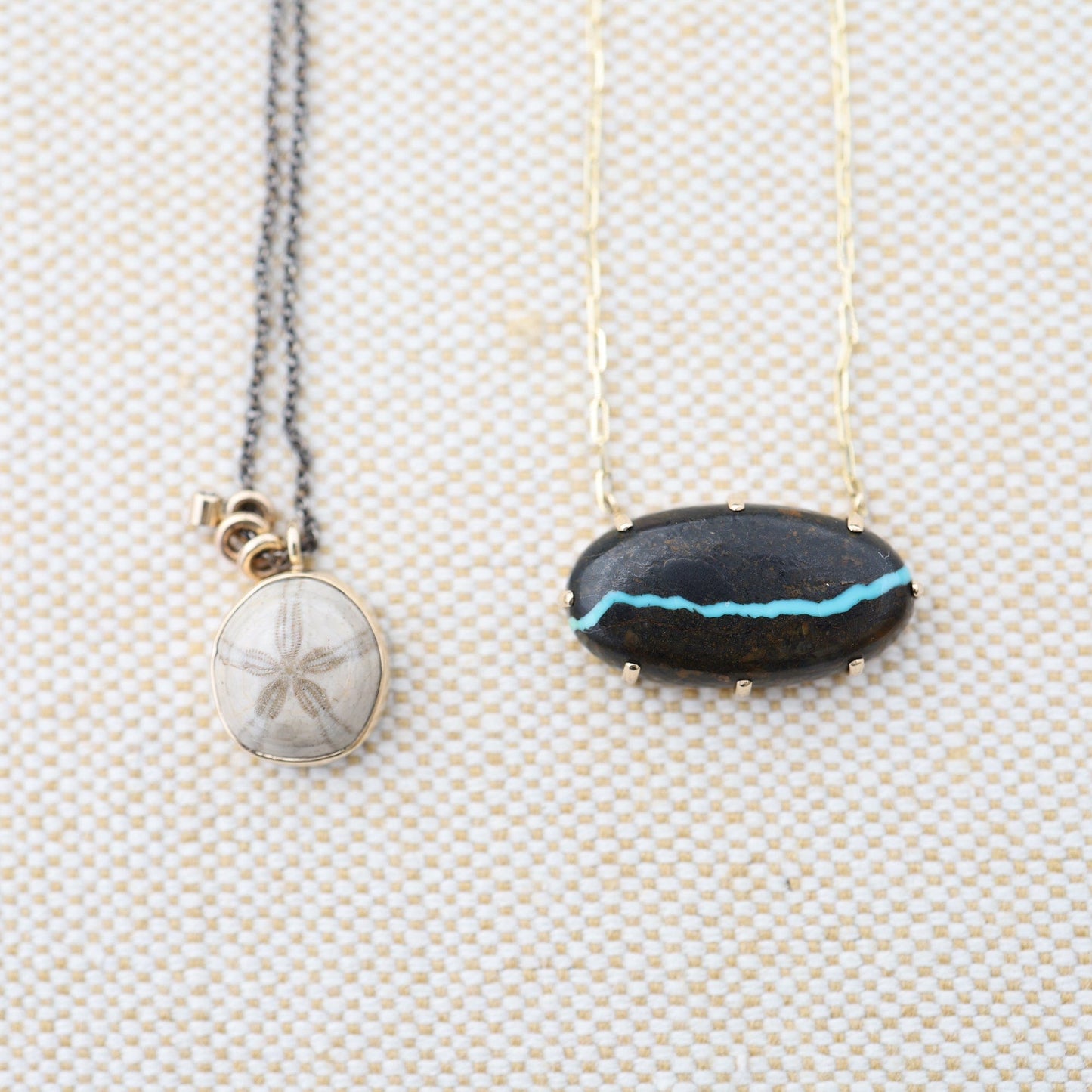 NKL-14K 14K Gold Necklace Oval Blackwater Turquoise