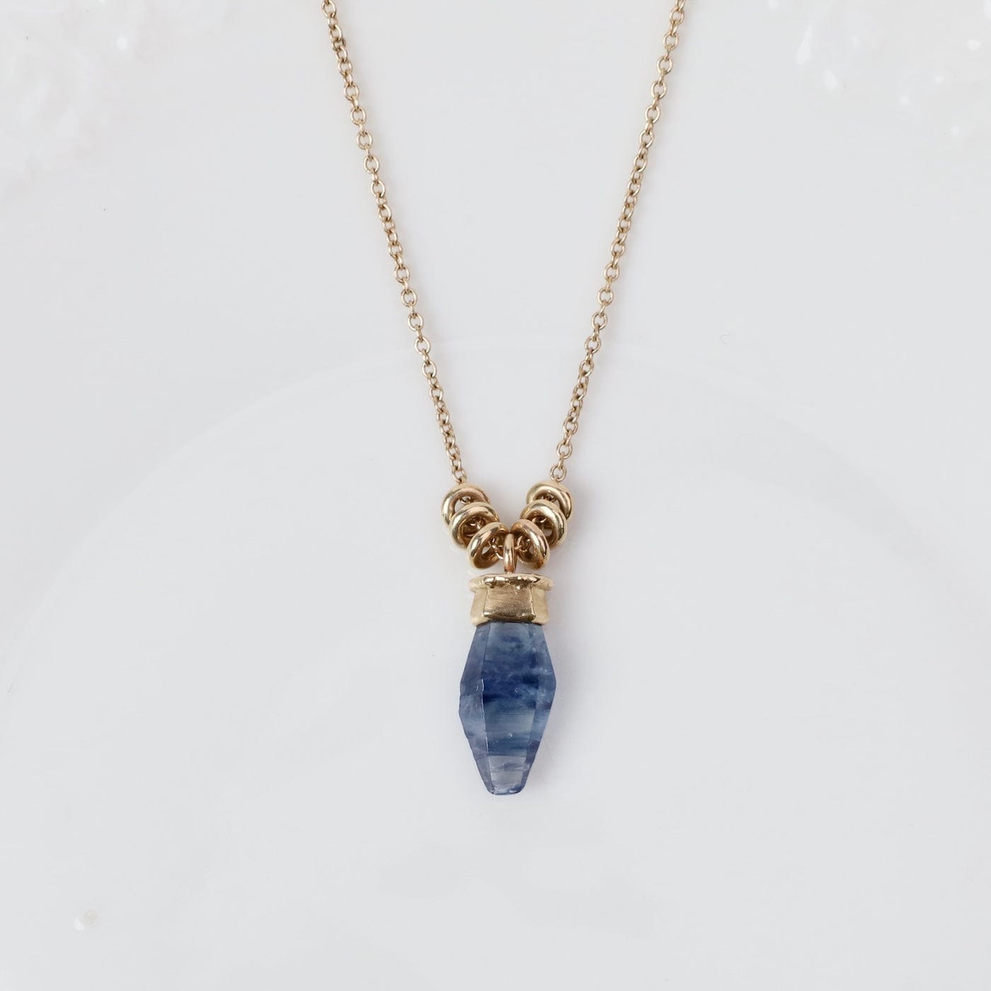 NKL-14K 14K Gold Necklace with Blue Sapphire Capped Crysta