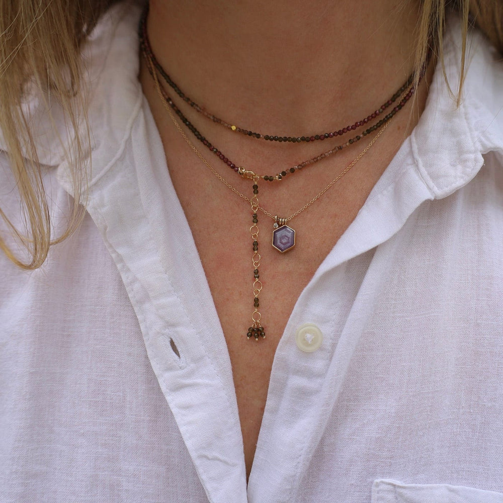 
                      
                        NKL-14K 14k Gold Necklace with Hexagon Table Up African Ruby & Diamond Accent
                      
                    