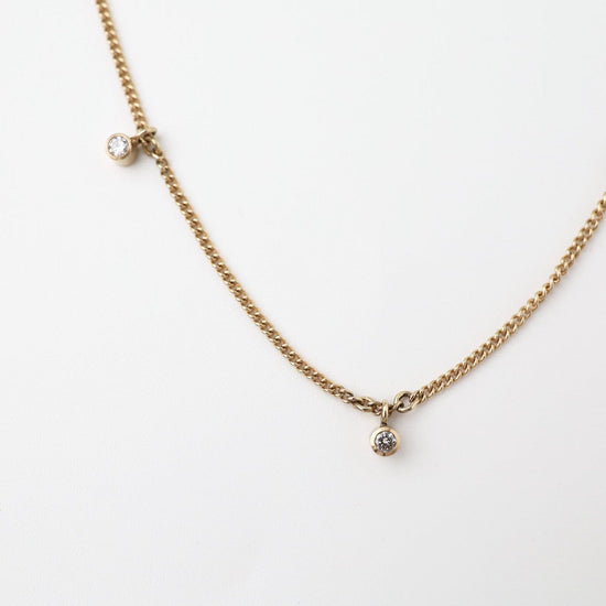 Load image into Gallery viewer, NKL-14K 14K Gold Necklace with Seven Sliding White Diamonds
