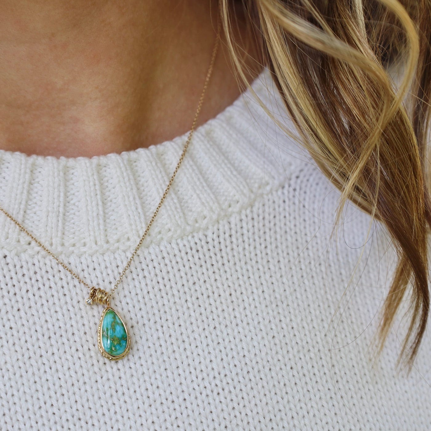 NKL-14K 14K Gold Necklace with Teardrop Sonoran Mountain Turquoise