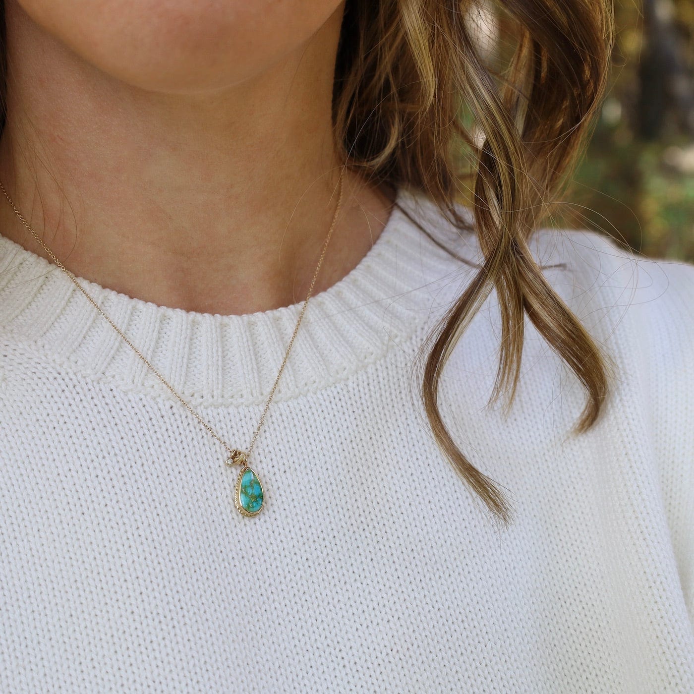 NKL-14K 14K Gold Necklace with Teardrop Sonoran Mountain Turquoise