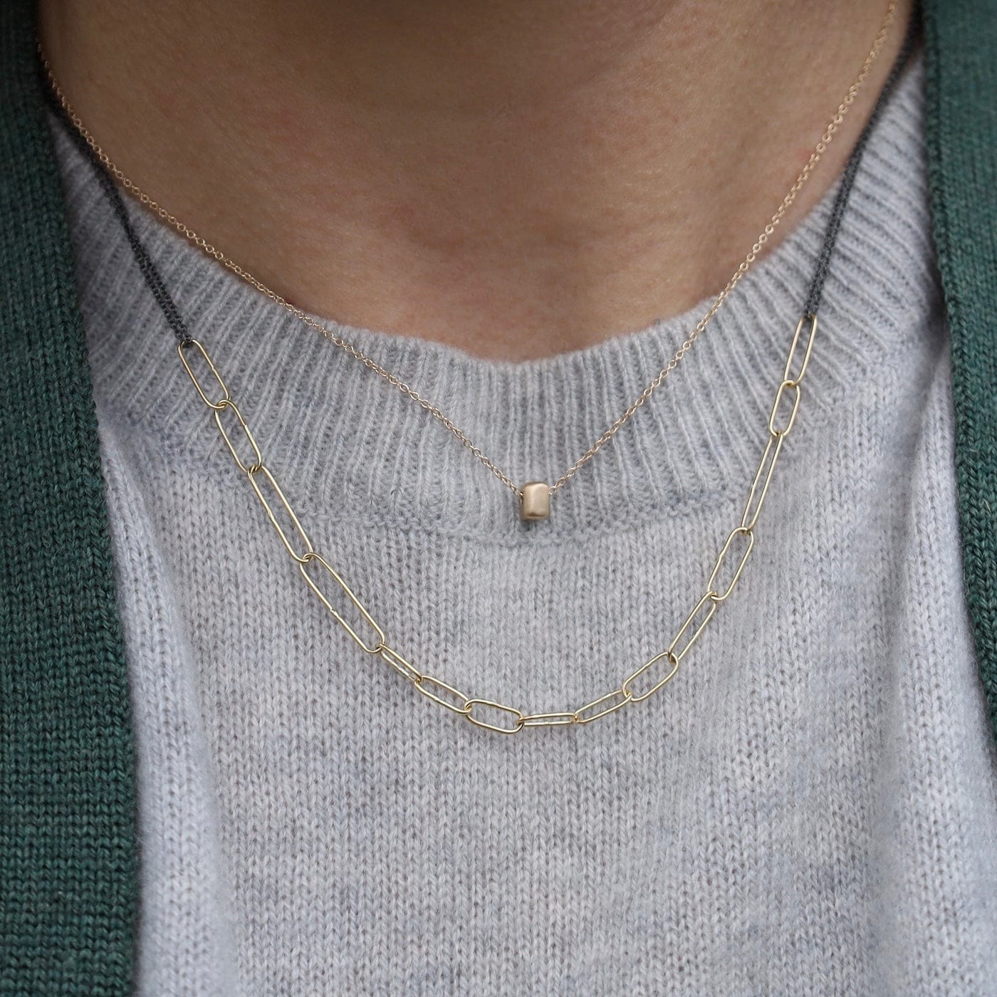 NKL-14K 14k Gold Nugget Necklace