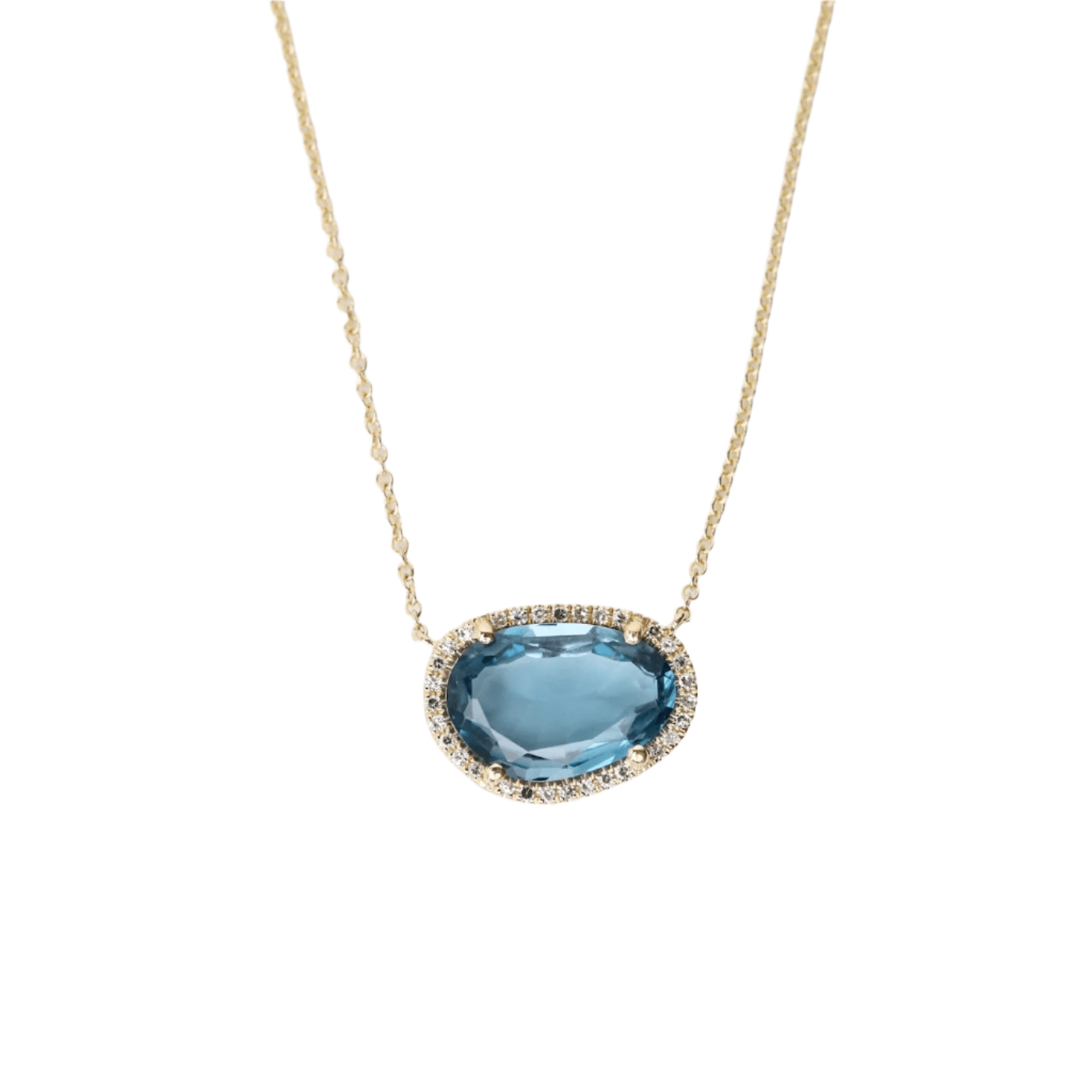 NKL-14K 14k Gold Organic Shaped London Blue Topaz Necklace