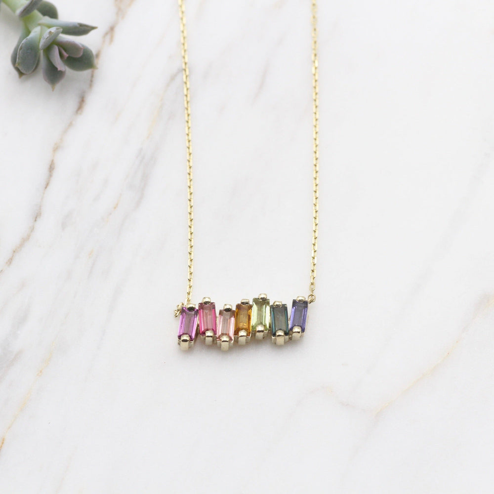 
                  
                    NKL-14K 14k Gold Rainbow Baguette Bar Necklace
                  
                