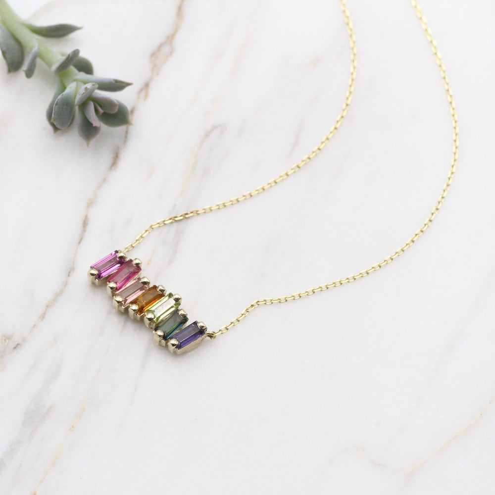 
                  
                    NKL-14K 14k Gold Rainbow Baguette Bar Necklace
                  
                