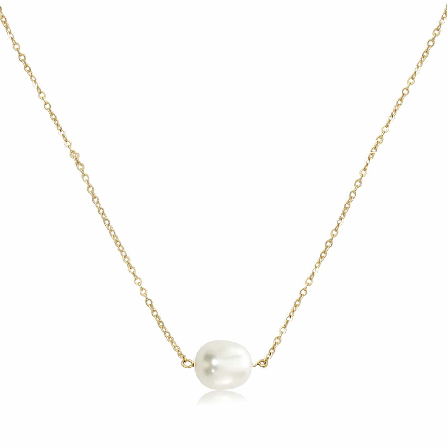 NKL-14K 14K Gold Simple Inline Pearl Necklace