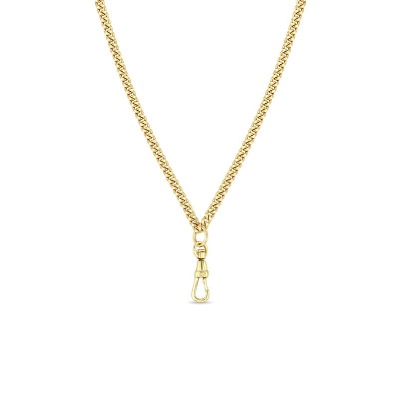 NKL-14K 14k Gold Small Curb Chain Necklace with Fob Clasp