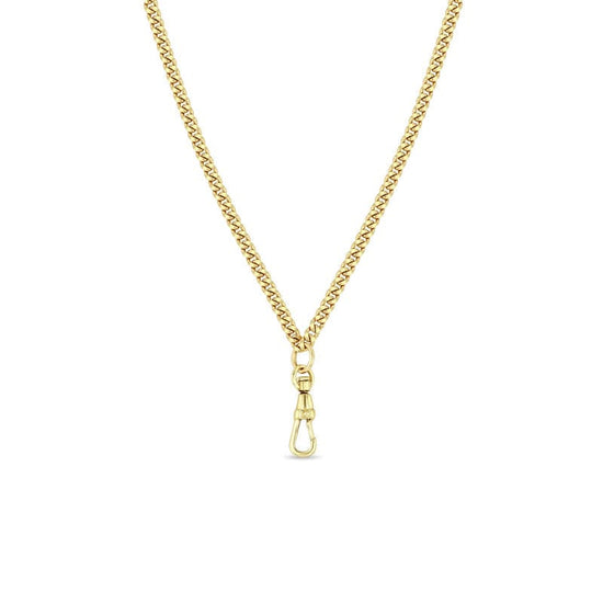 NKL-14K 14k Gold Small Curb Chain Necklace with Fob Clasp