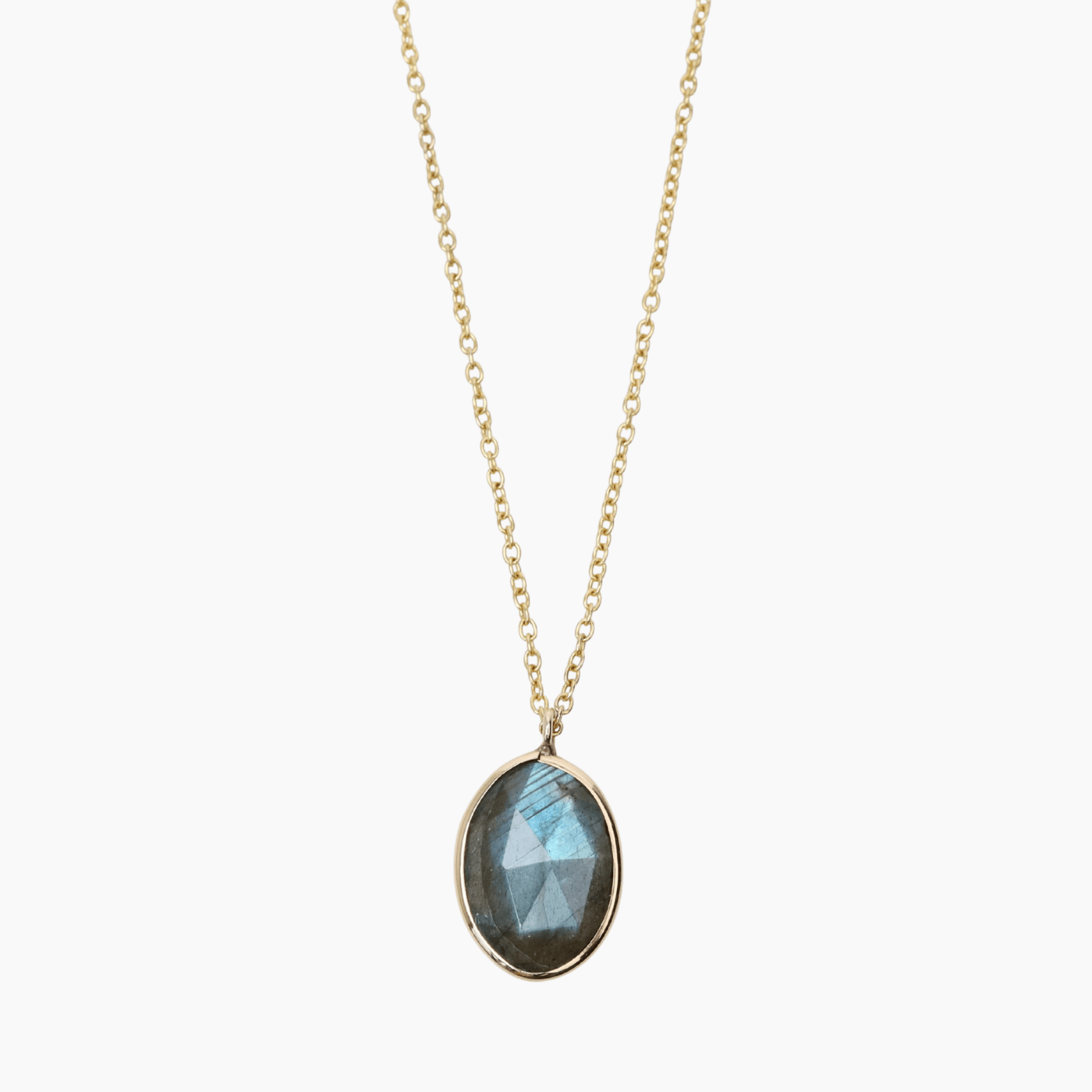 NKL-14K 14k Gold Small Labradorite  Necklace