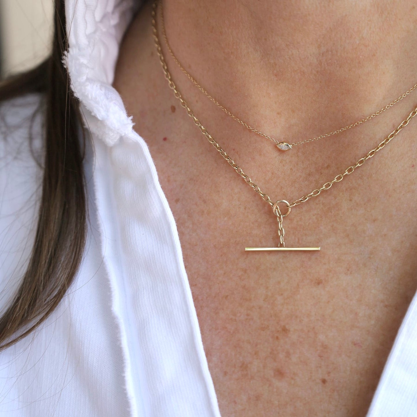 NKL-14K 14k Gold Small Marquise Diamond Necklace