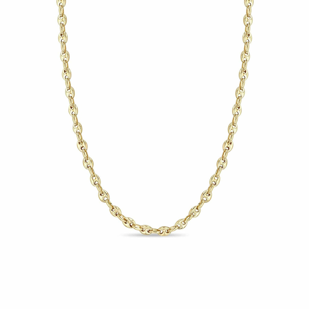 NKL-14K 14k Gold Small Puffed Mariner Chain Necklace 14-16"