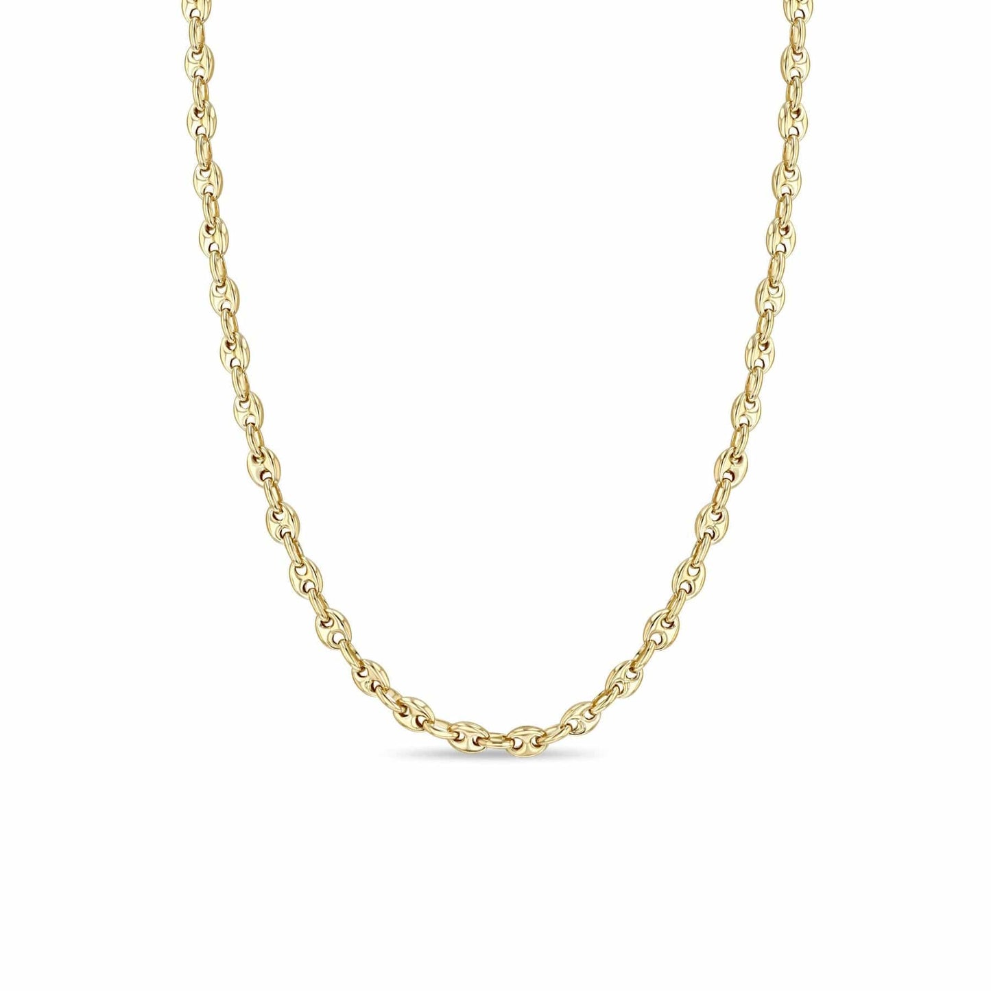 NKL-14K 14k Gold Small Puffed Mariner Chain Necklace 14-16"