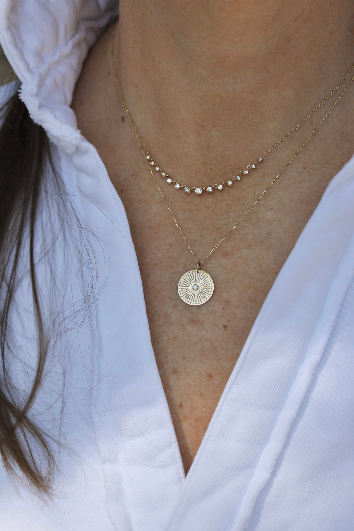 NKL-14K 14K Gold Small Sunbeam Medallion Necklace