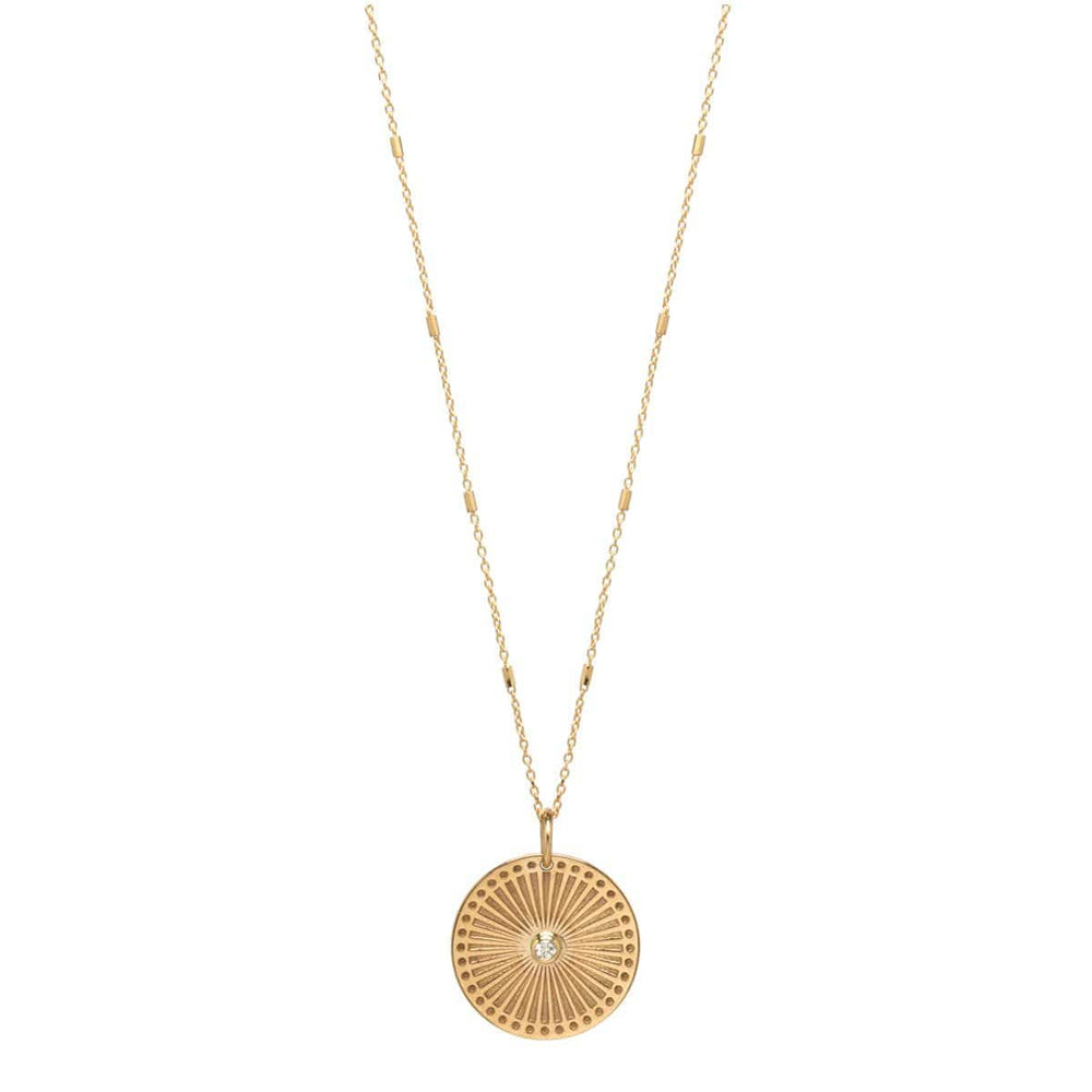 NKL-14K 14K Gold Small Sunbeam Medallion Necklace