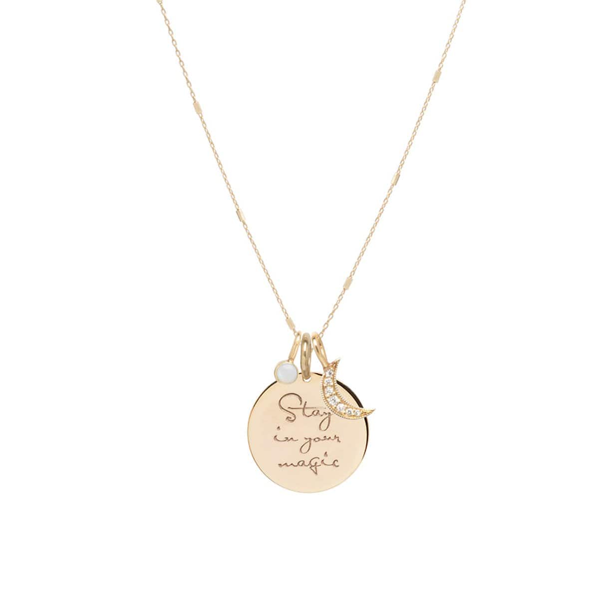 NKL-14K 14K Gold "Stay In Your Magic" Mantra Charm Necklace