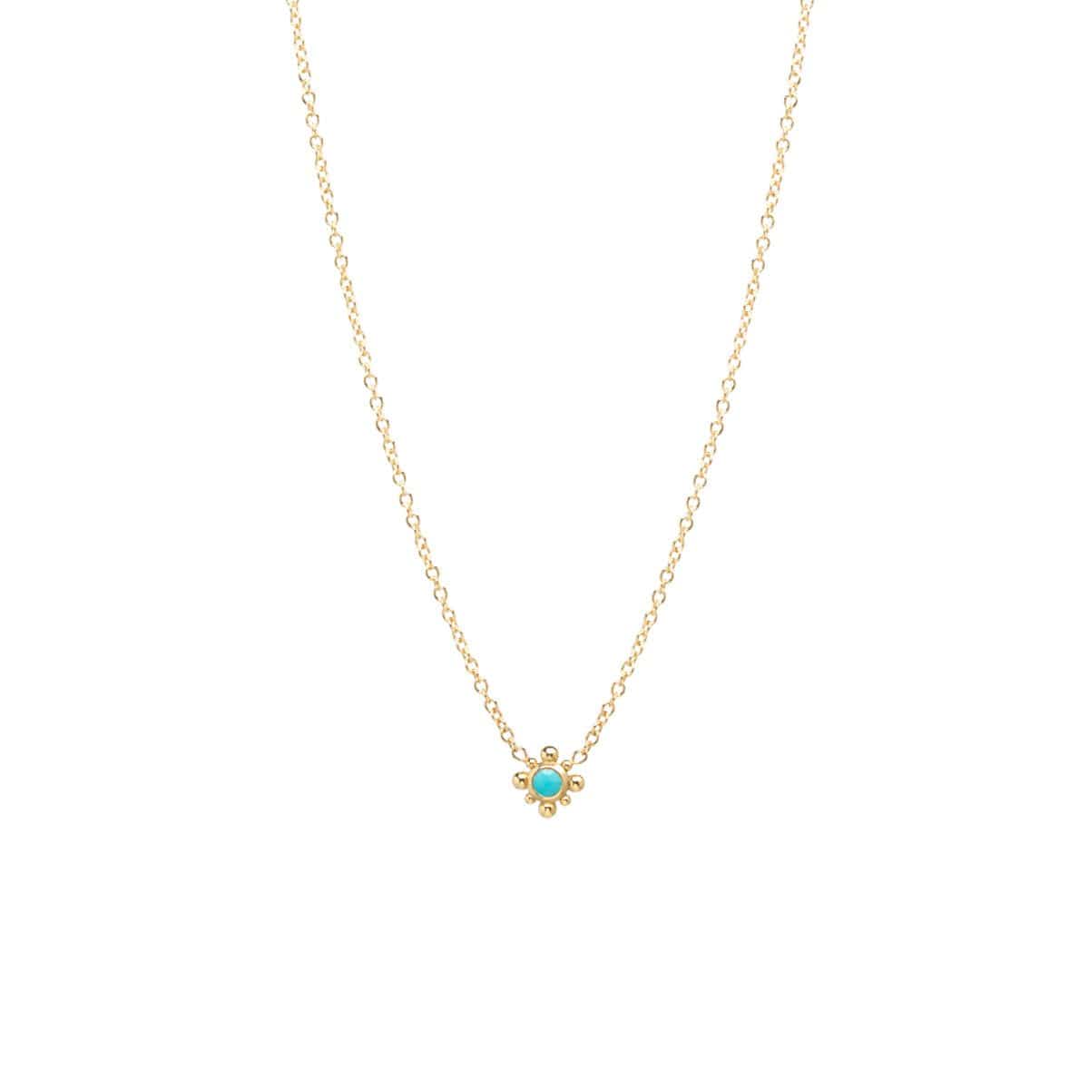 Load image into Gallery viewer, NKL-14K 14K Gold Tiny Bead Turquoise Starburst Necklace
