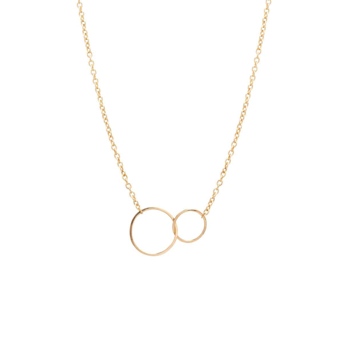 NKL-14K 14K Gold Tiny Mixed Anchored Circles Necklace