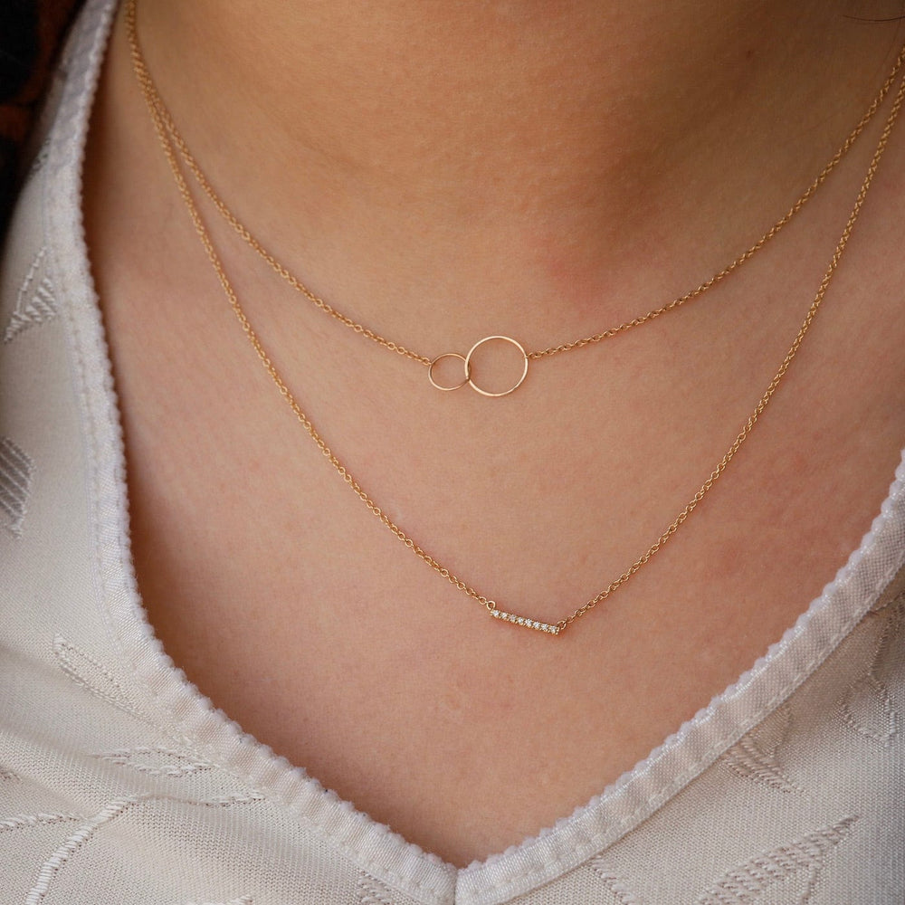 NKL-14K 14K Gold Tiny Mixed Anchored Circles Necklace