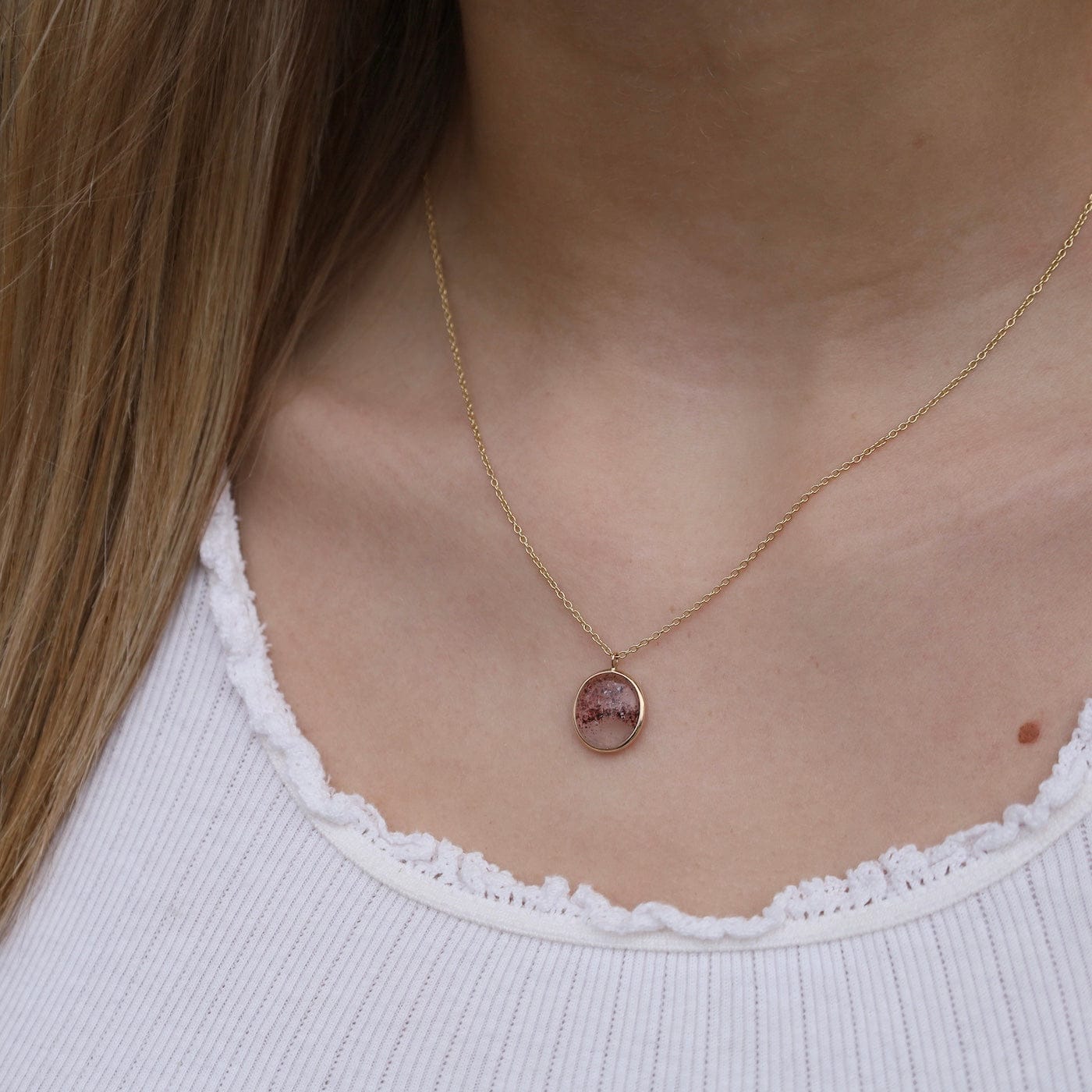 NKL-14K 14k Gold Tourmaline Quartz Pendant