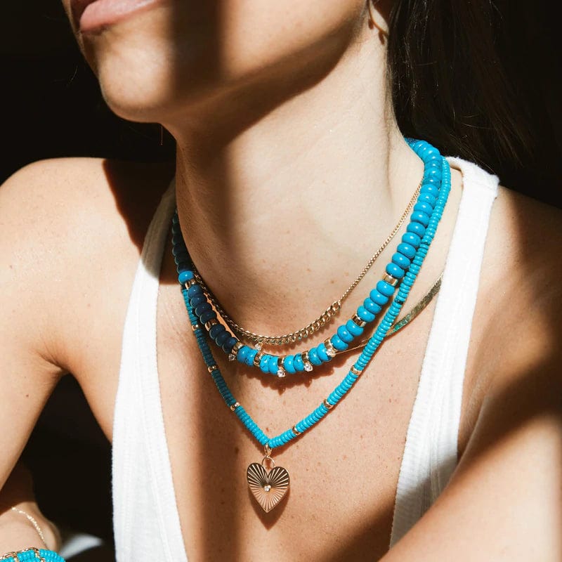 NKL-14K 14k Gold & Turquoise Rondelle Bead Necklace