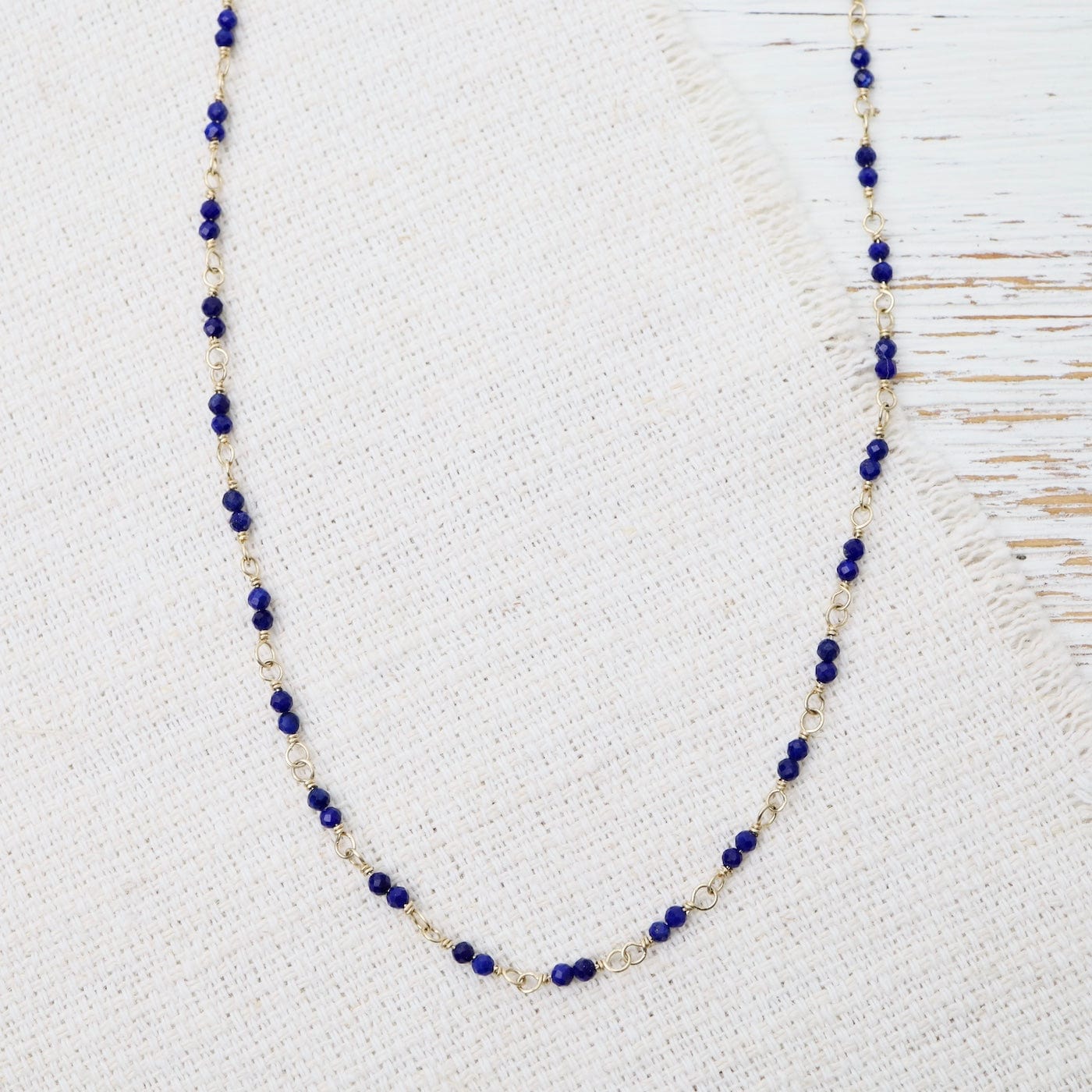 NKL-14K 14k Hand-Tied Natural Lapis Gemstone Necklace