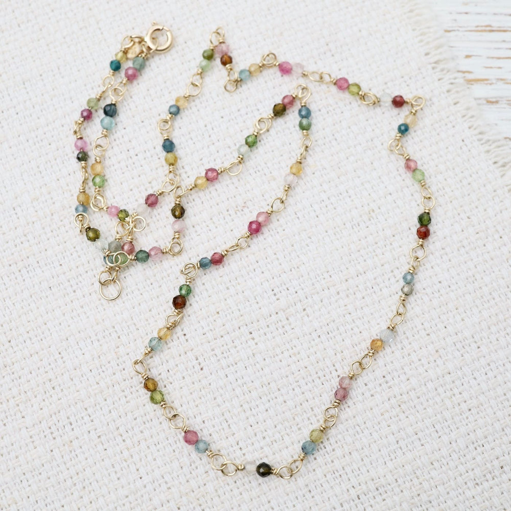 
                      
                        NKL-14K 14k Hand-Tied Natural Watermelon Tourmaline Gemstone Necklace
                      
                    