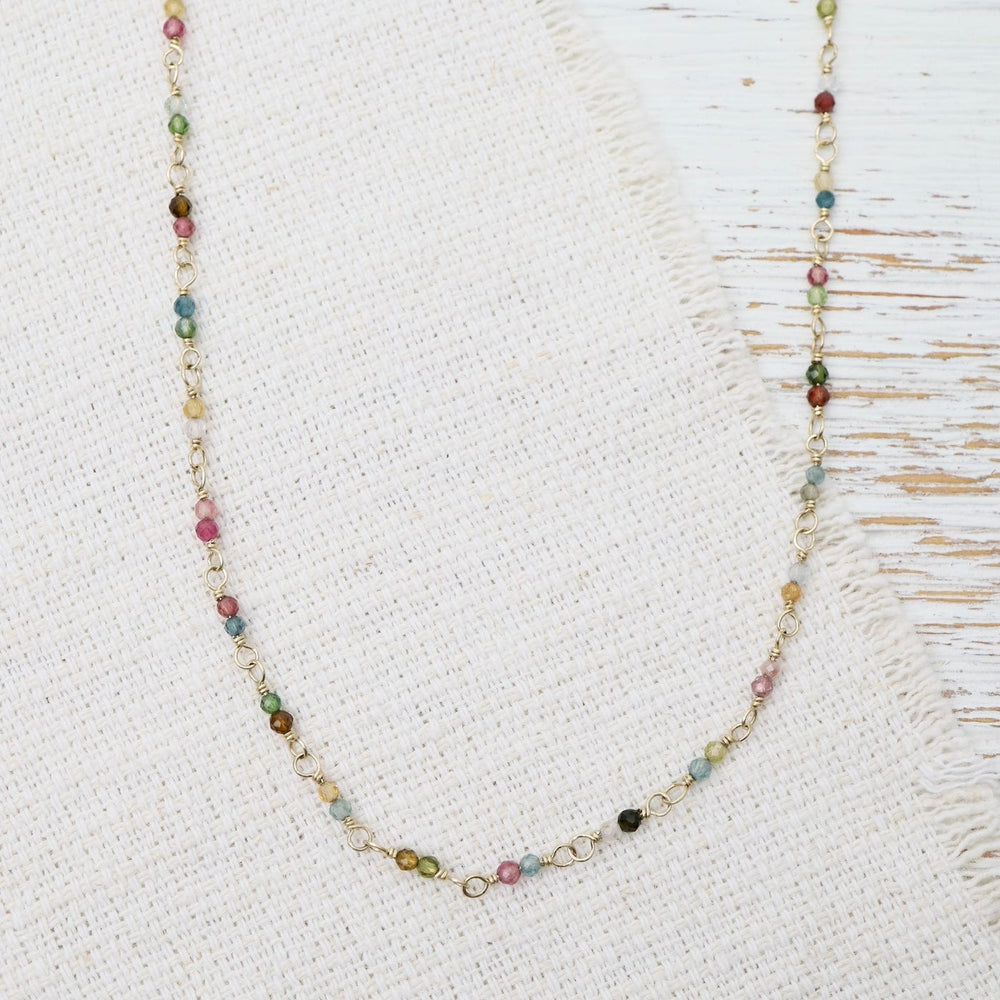 
                      
                        NKL-14K 14k Hand-Tied Natural Watermelon Tourmaline Gemstone Necklace
                      
                    