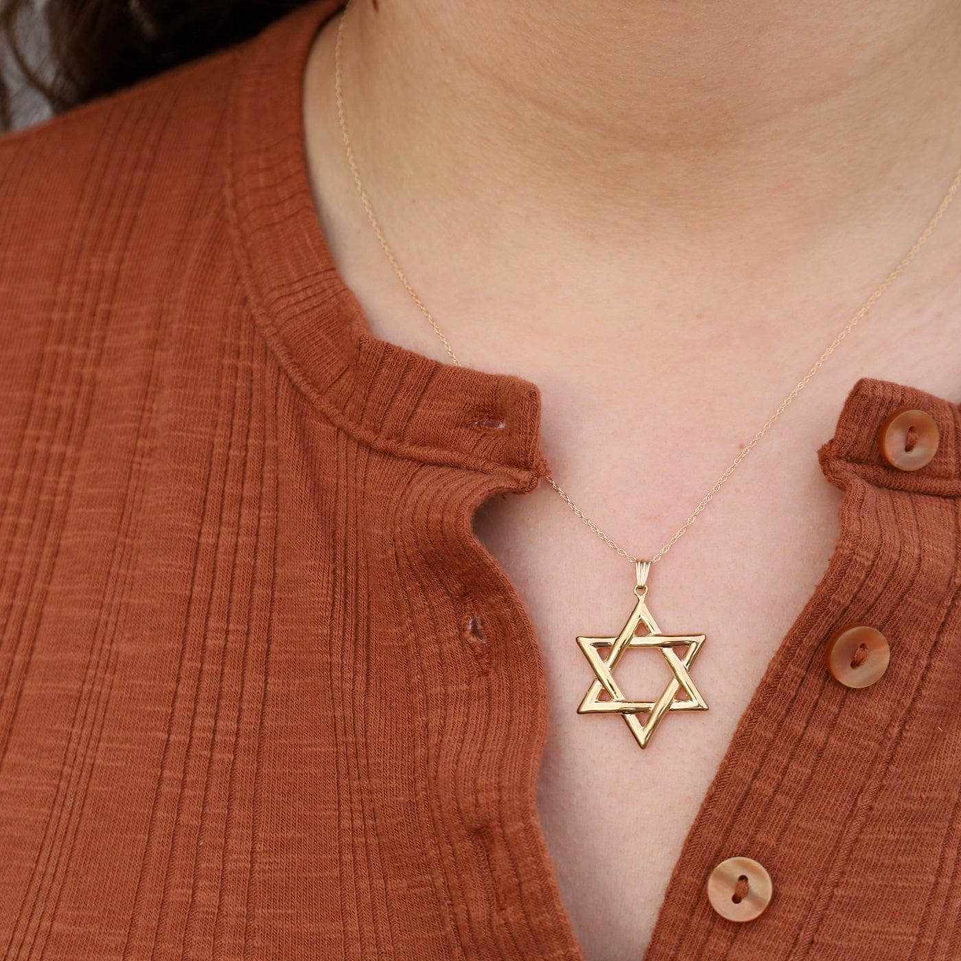 NKL-14K 14K Large Star of David Necklace