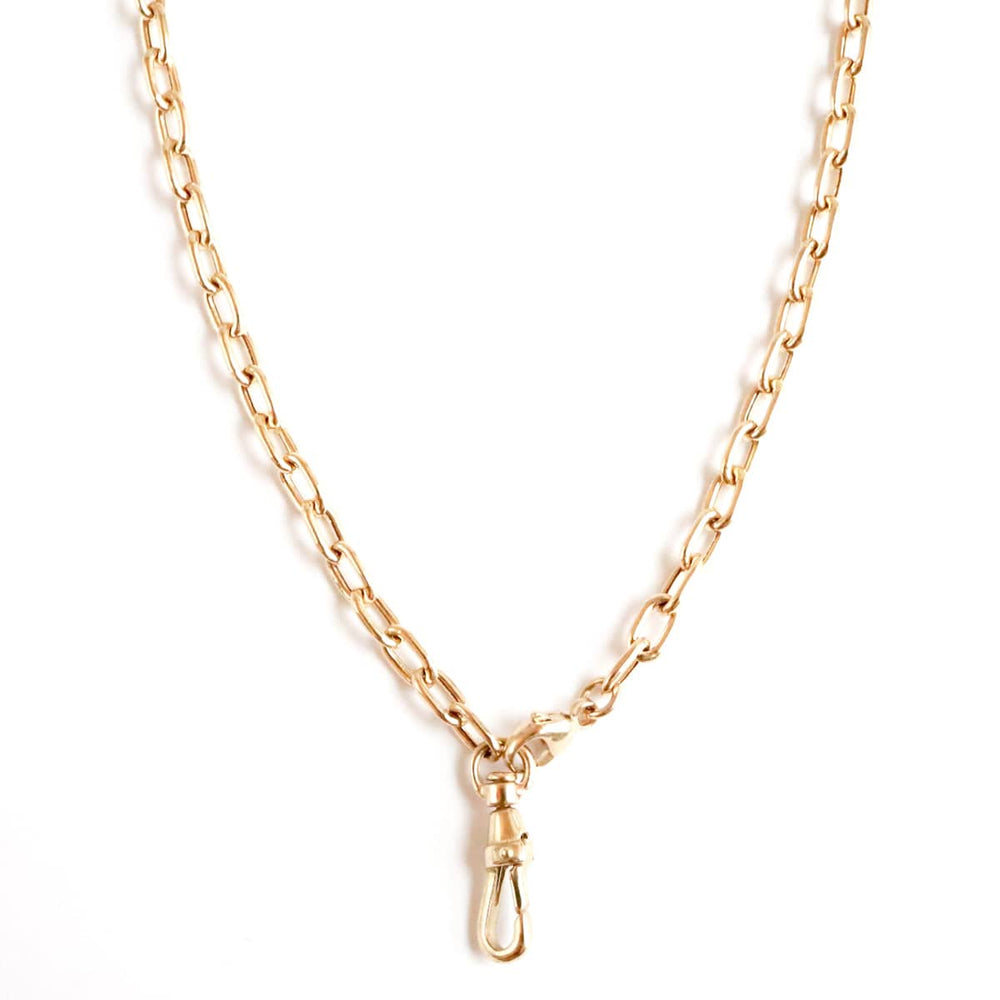 NKL-14K 14k Medium Square Oval Link Chain Necklace with Watch Fob Swivel Hook