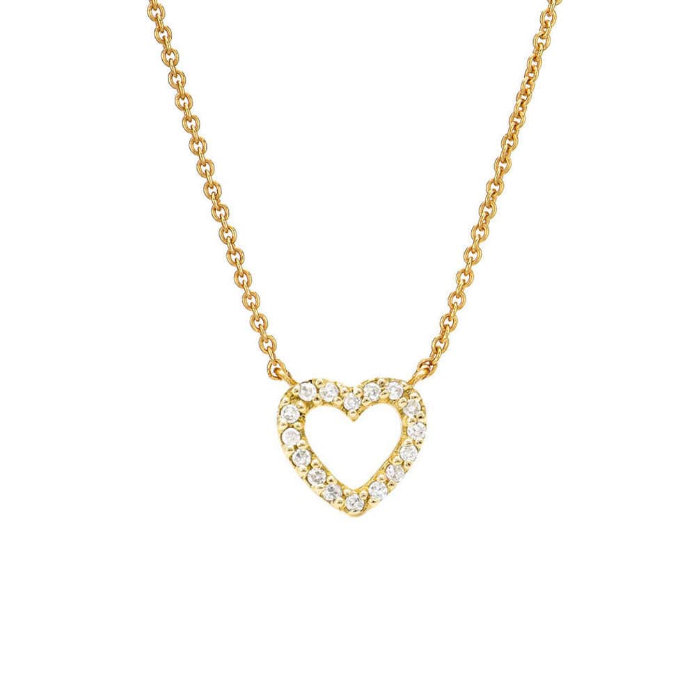 NKL-14K 14K Mini Open Heart Necklace - Diamonds