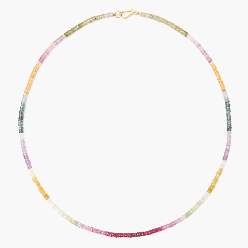 NKL-14K 14K Multi Sapphire Line Necklace