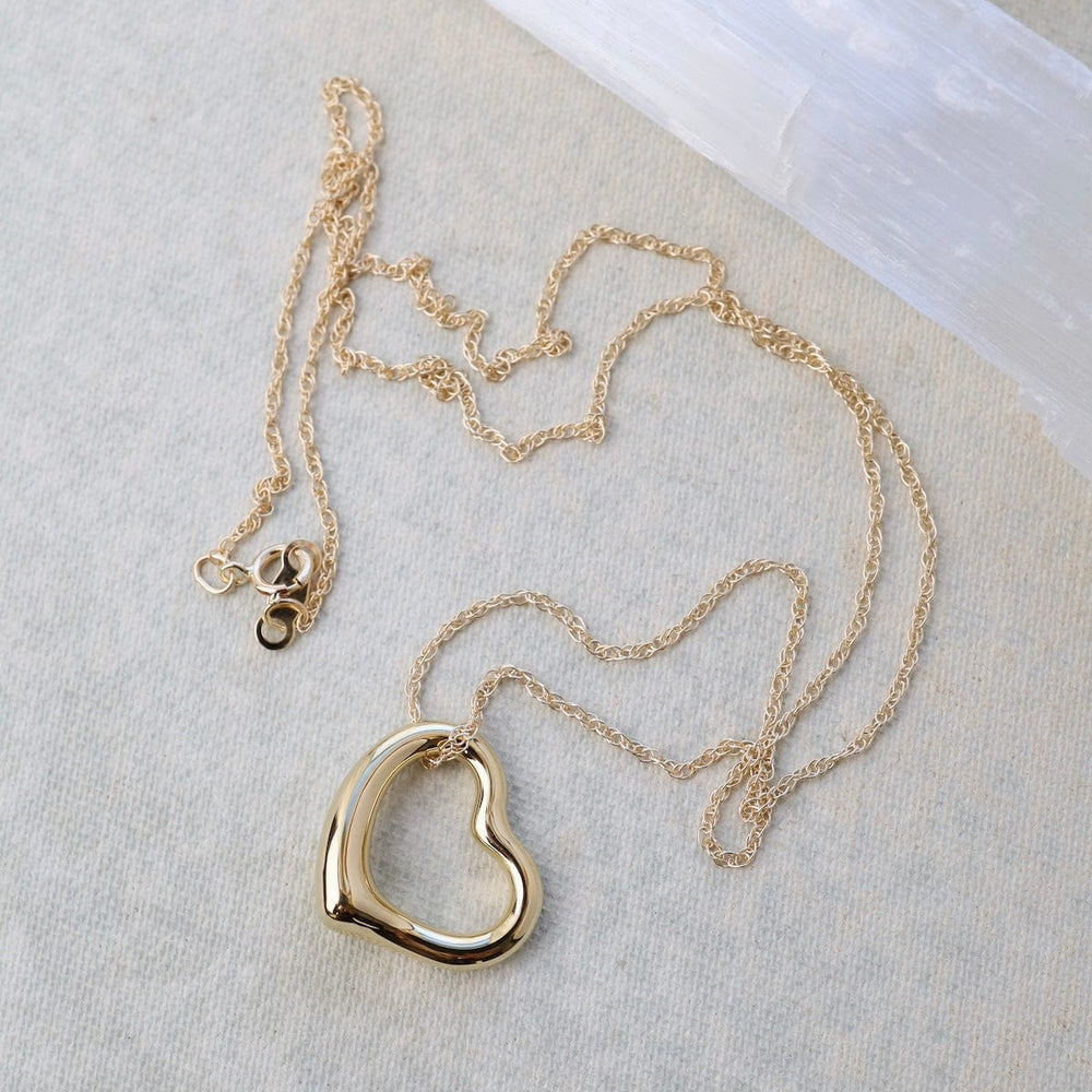 
                      
                        NKL-14K 14k 12mm Open Heart Pendant on Chain
                      
                    