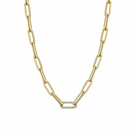 NKL-14K 14k Pavé Diamond Link Large Paperclip Chain Necklace