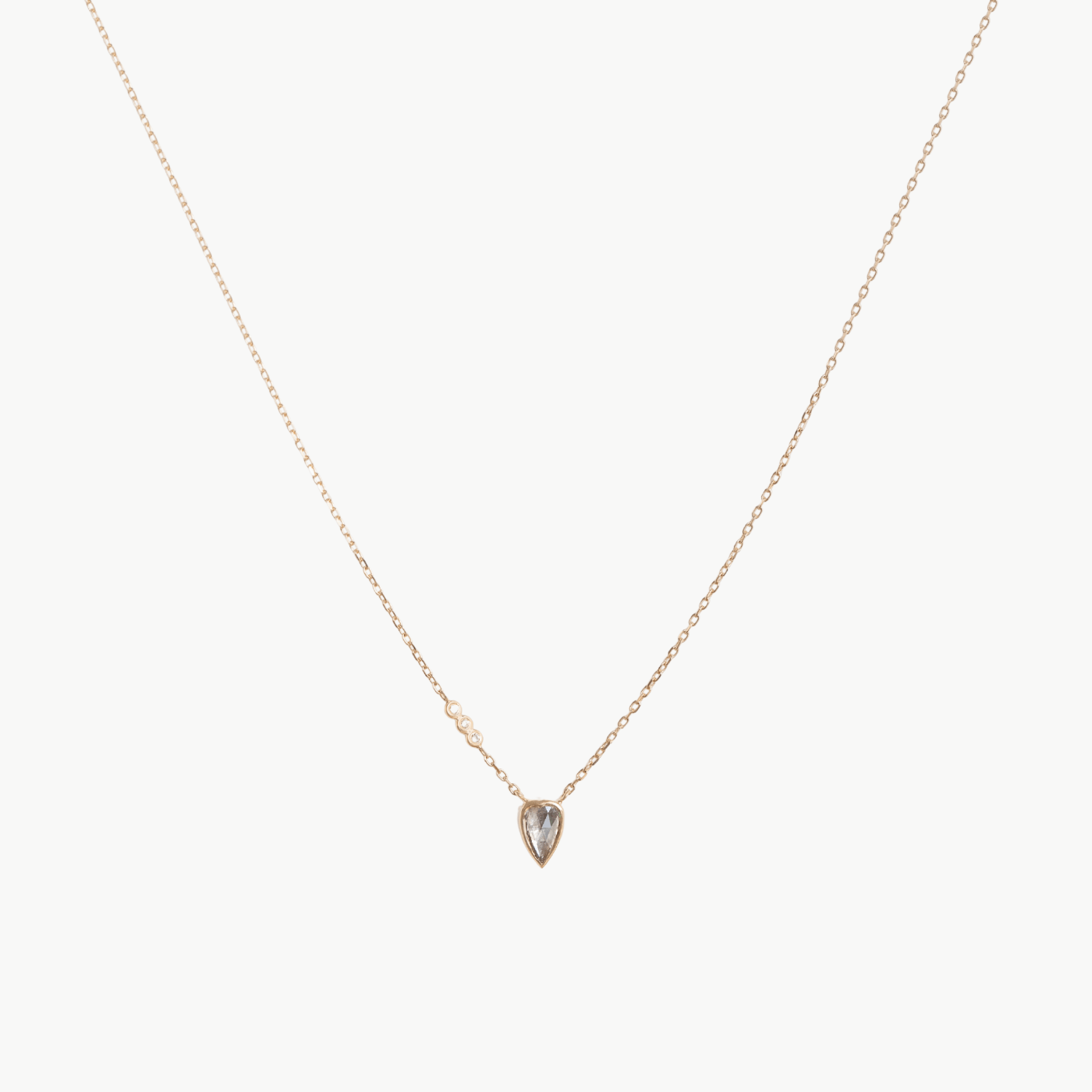 NKL-14K 14k Pear Grey Diamond Slice Necklace
