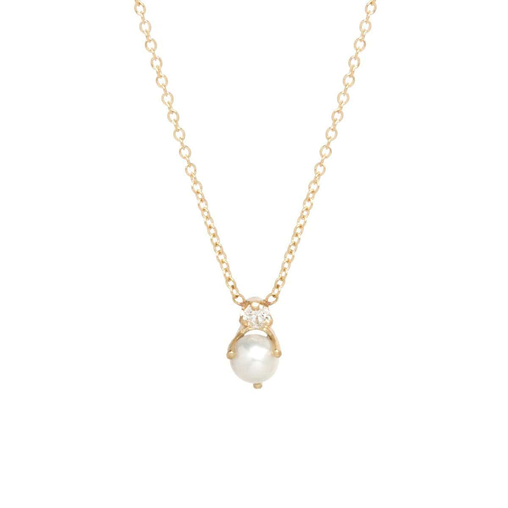 NKL-14K 14K Pearl & White Diamond Necklace